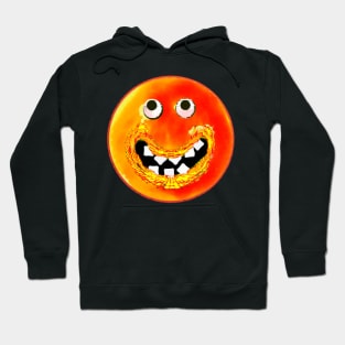 Goofy Orange Smile Emoji Pixel Smilng Face Hoodie